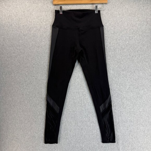 ALO Yoga Womens‎ Black Gray Leggings Sheer Mesh Panel Workout Gym Size Small - Picture 1 of 14